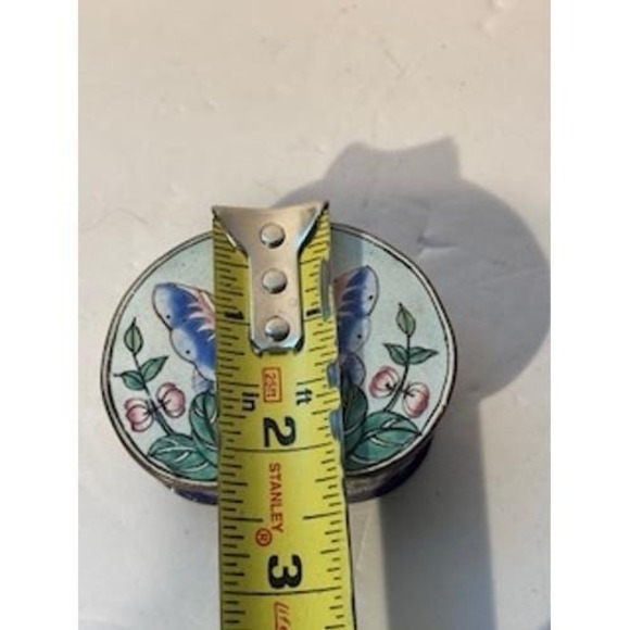 Vintage Butterfly Trinket Keepsake Box Cobalt Blue Enamel Cloisonne Storage - Picture 12 of 14